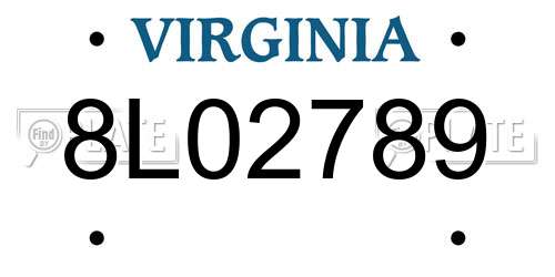8L02789 Virginia License Plate