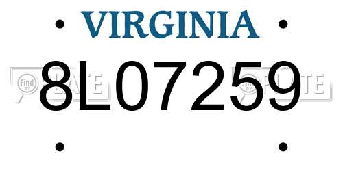 8L07259 Virginia License Plate