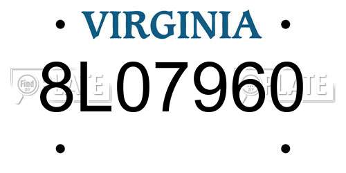 8L07960 Virginia License Plate