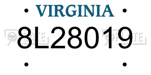 8L28019 Virginia License Plate