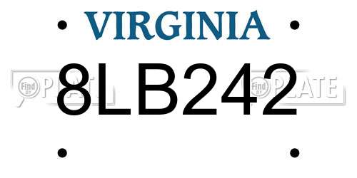 8LB242 Virginia License Plate