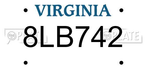 8LB742 Virginia License Plate
