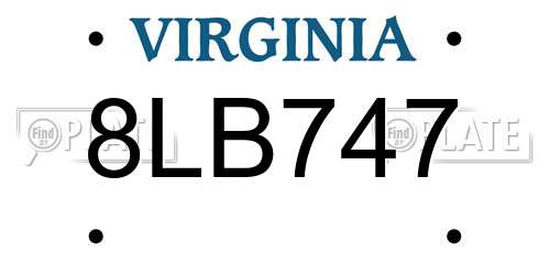 8LB747 Virginia License Plate
