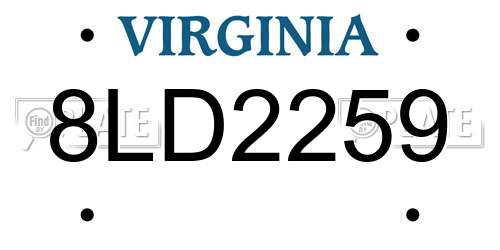 8LD2259 Virginia License Plate