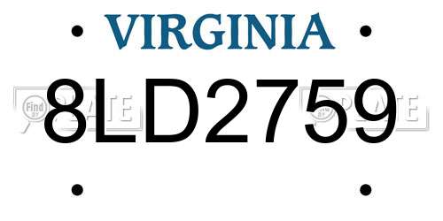 8LD2759 Virginia License Plate