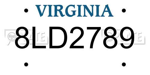 8LD2789 Virginia License Plate