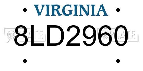 8LD2960 Virginia License Plate