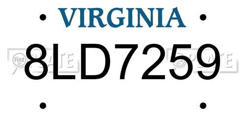 8LD7259 Virginia License Plate