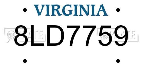8LD7759 Virginia License Plate