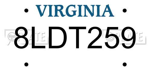 8LDT259 Virginia License Plate