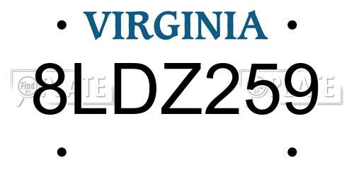 8LDZ259 Virginia License Plate
