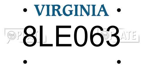 8LE063 Virginia License Plate