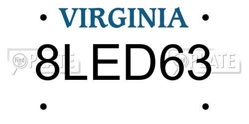 8LED63 Virginia License Plate