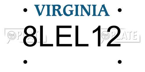 8LEL12 Virginia License Plate