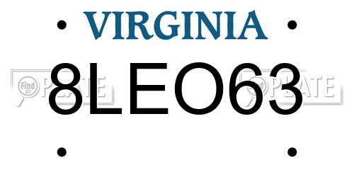 8LEO63 Virginia License Plate