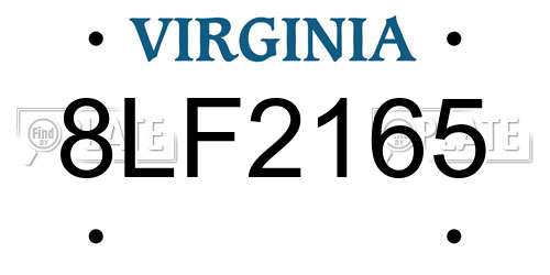 8LF2165 Virginia License Plate