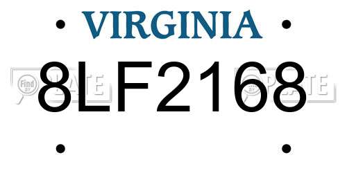 8LF2168 Virginia License Plate