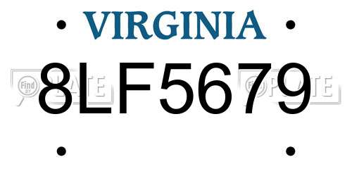 8LF5679 Virginia License Plate