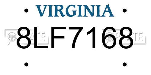 8LF7168 Virginia License Plate