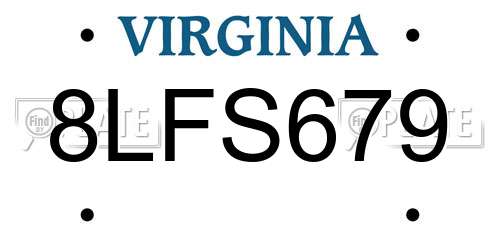 8LFS679 Virginia License Plate