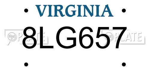 8LG657 Virginia License Plate