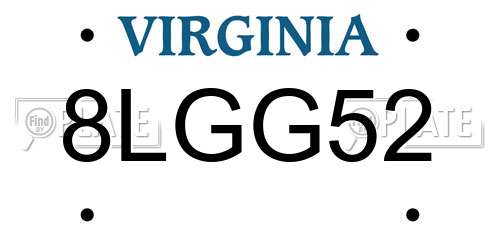 8LGG52 Virginia License Plate