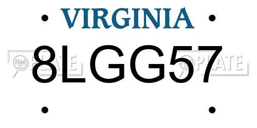 8LGG57 Virginia License Plate