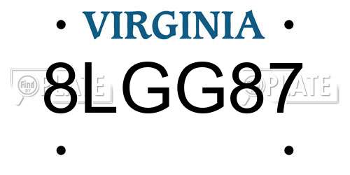 8LGG87 Virginia License Plate