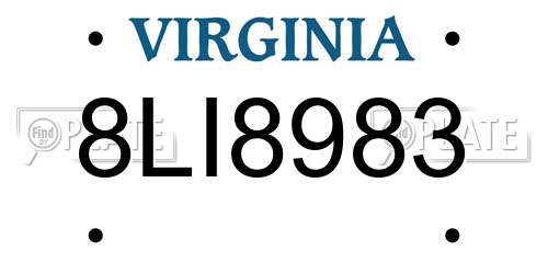 8LI8983 Virginia License Plate