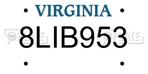 8LIB953 Virginia License Plate