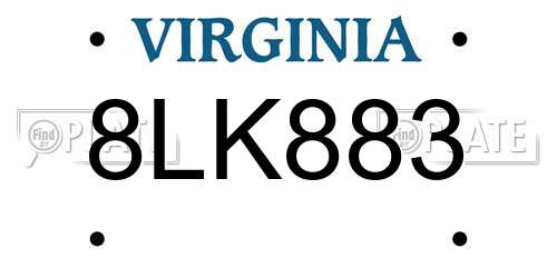 8LK883 Virginia License Plate