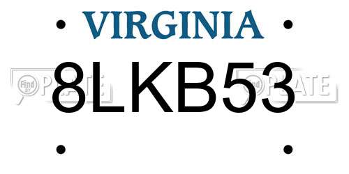 8LKB53 Virginia License Plate