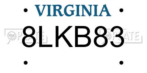 8LKB83 Virginia License Plate