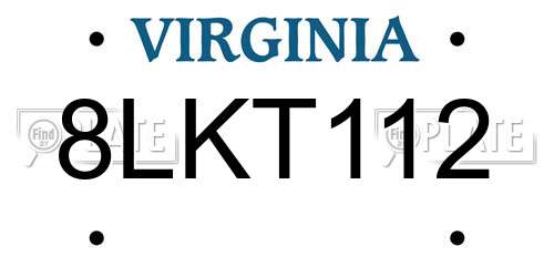 8LKT112 Virginia License Plate