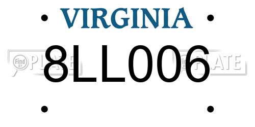 8LL006 Virginia License Plate