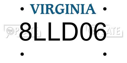 8LLD06 Virginia License Plate