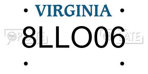 8LLO06 Virginia License Plate