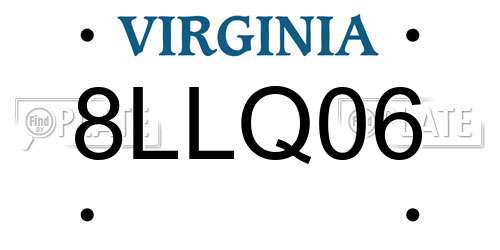 8LLQ06 Virginia License Plate