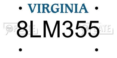 8LM355 Virginia License Plate