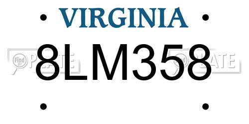 8LM358 Virginia License Plate
