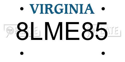 8LME85 Virginia License Plate