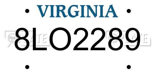8LO2289 Virginia License Plate
