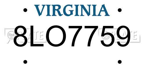 8LO7759 Virginia License Plate
