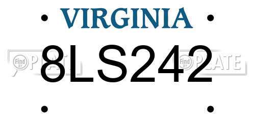8LS242 Virginia License Plate