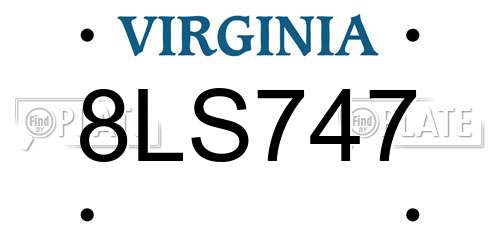8LS747 Virginia License Plate