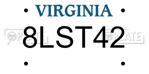 8LST42 Virginia License Plate