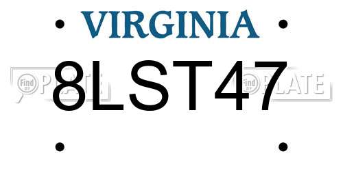 8LST47 Virginia License Plate
