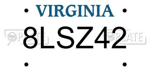 8LSZ42 Virginia License Plate