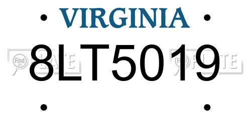 8LT5019 Virginia License Plate