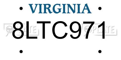 8LTC971 Virginia License Plate